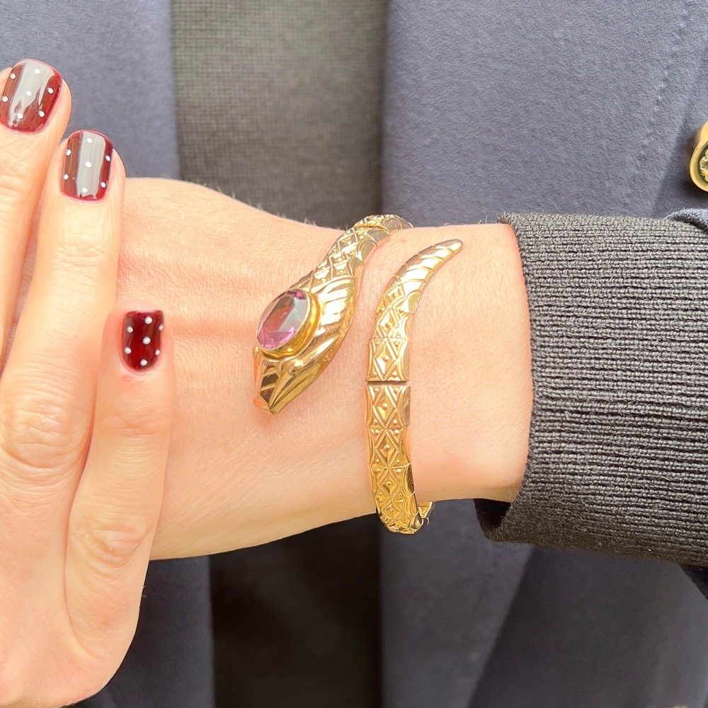 Andreas Daub 1930s Art Deco Rolled Gold Vintage Snake Cuff